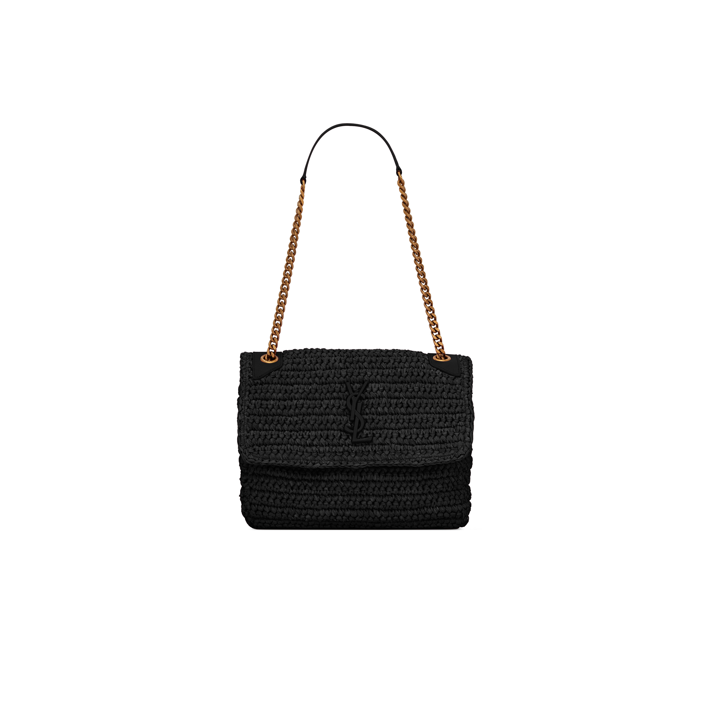 YSL NIKI MEDIUM IN RAFFIA AND LEATHER 633187GG66W1000 (28*20*8.5cm)